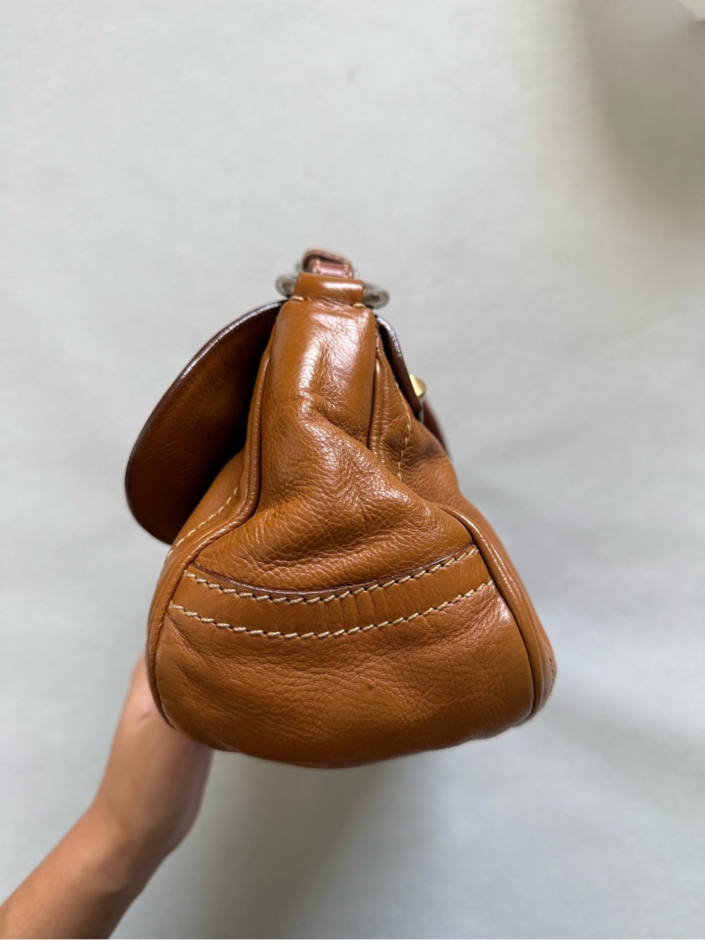 PRADA Vintage Tan Leather Shoulder Bag with Tag - Picture 6 of 13
